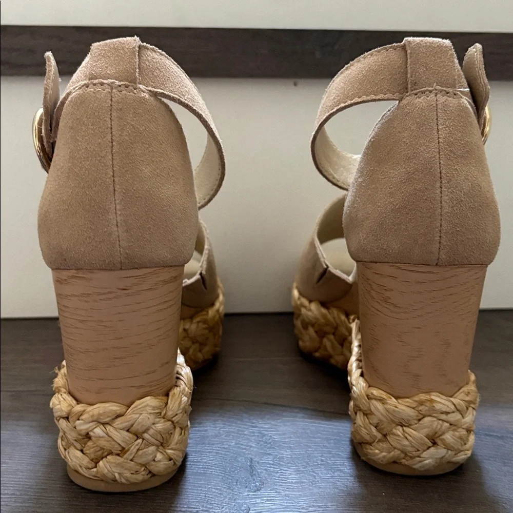 Dolce Vita Tan Suede Espadrille Platform Wedge Sandals Size 6